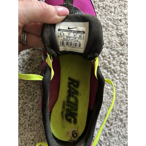 NIKE ZOOM RIVAL S Fuchsia & Lime Athletic Running Cleats Womens Shoes Sz 9.5 - Picture 7 of 11